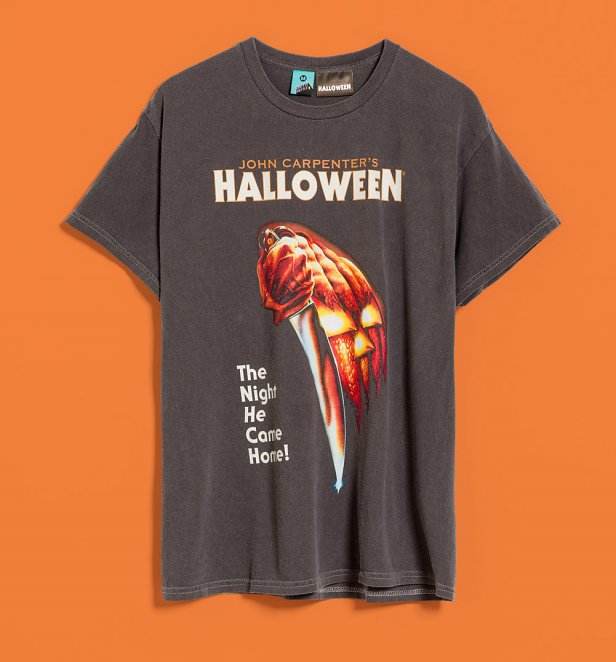 Halloween Movie Poster Vintage Wash Charcoal T-Shirt