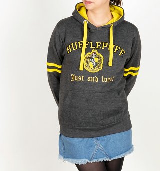 Harry Potter Hufflepuff Applique Charcoal Hoodie Harry Potter Hufflepuff Applique Charcoal Hoodie