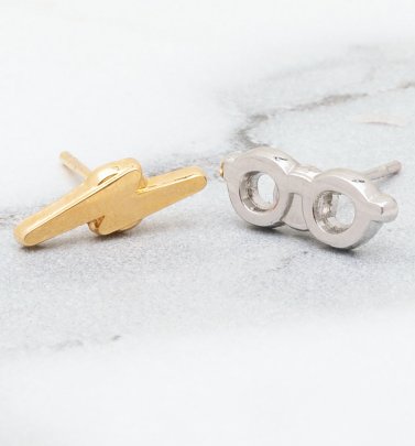 Harry Potter Lightning Bolt And Glasses Stud Earrings Harry Potter Lightning Bolt And Glasses Stud Earrings