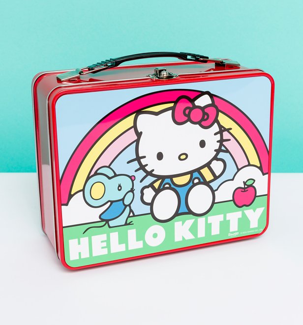 Sanrio Hello Kitty Rainbow Red Metal Lunch Box Sanrio Hello Kitty Rainbow Red Metal Lunch Box