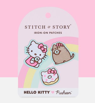 Hello Kitty x Pusheen Pack of Three Iron On Patches from Stitch and Story