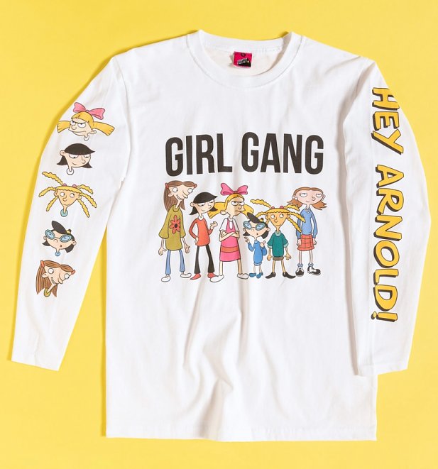Hey Arnold Girl Gang White Long Sleeve T-Shirt