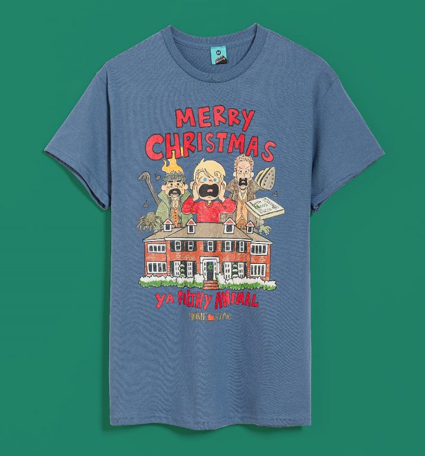 Home Alone Merry Christmas Characters Indigo Blue T-Shirt Home Alone Merry Christmas Characters Indigo Blue T-Shirt
