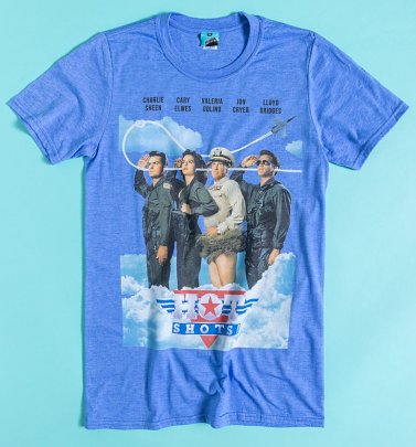 Hot Shots! Movie Poster Blue Marl T-Shirt Hot Shots! Movie Poster Blue Marl T-Shirt