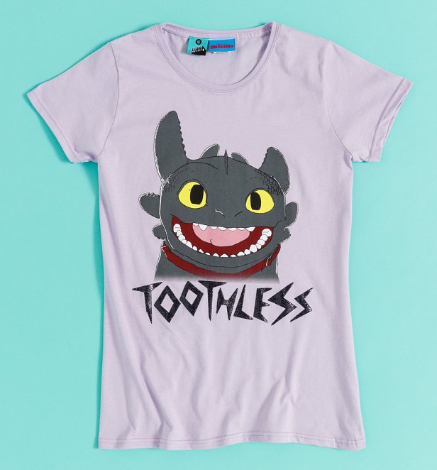 How To Train Your Dragon Toothless Glitter Lilac Fitted T-Shirt