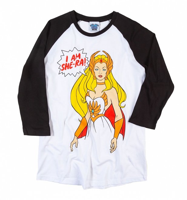 I Am She-Ra White And Black Raglan Baseball Shirt I Am She-Ra White And Black Raglan Baseball Shirt