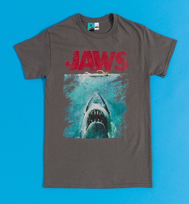 Jaws Distressed Movie Poster Charcoal T-Shirt Jaws Distressed Movie Poster Charcoal T-Shirt