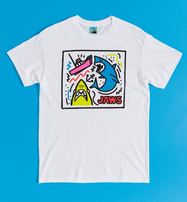 Jaws Graffiti Art White T-Shirt