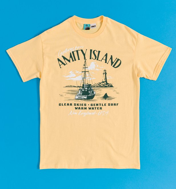Jaws Greetings From Amity Island Yellow Haze T-Shirt