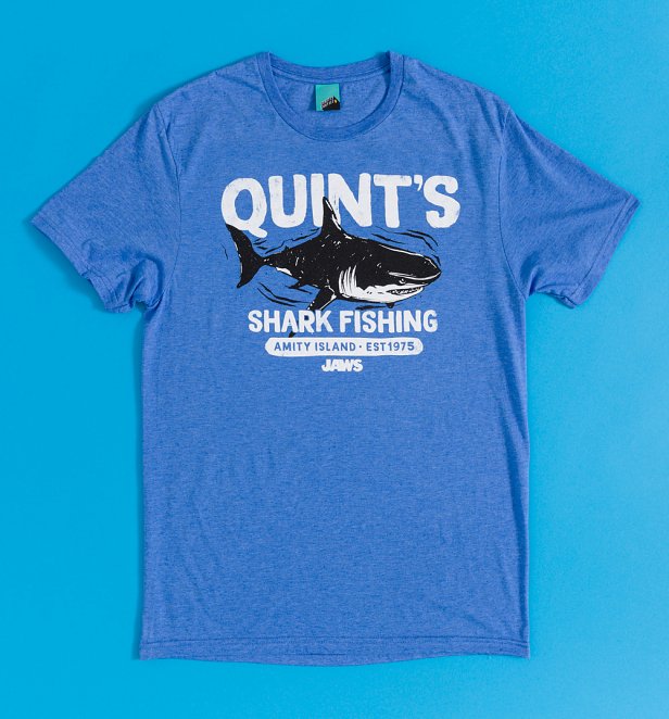 Jaws Quint's Shark Fishing Blue Marl T-Shirt