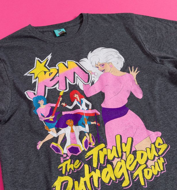 Jem And The Holograms Truly Outrageous Tour Charcoal Marl TShirt