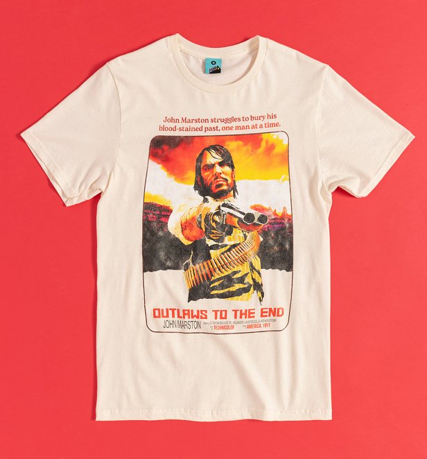 John Marston Outlaws To The End Inspired Natural T-Shirt John Marston Outlaws To The End Inspired Natural T-Shirt
