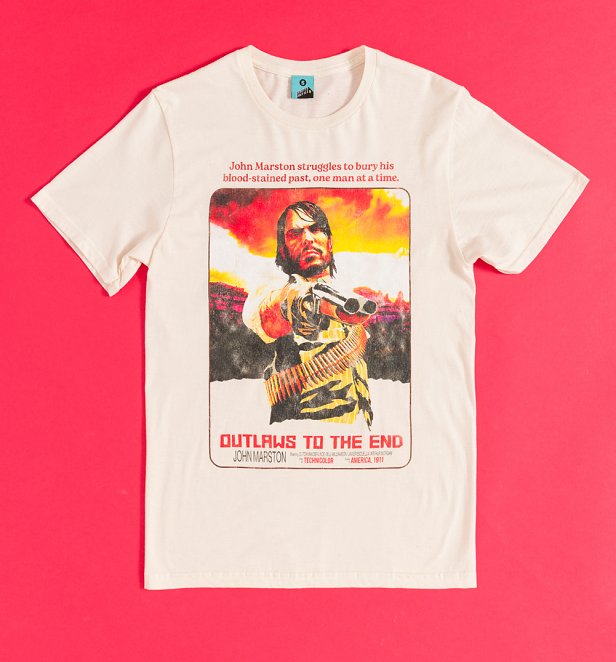 John Marston Outlaws To The End Inspired Natural T-Shirt John Marston Outlaws To The End Inspired Natural T-Shirt