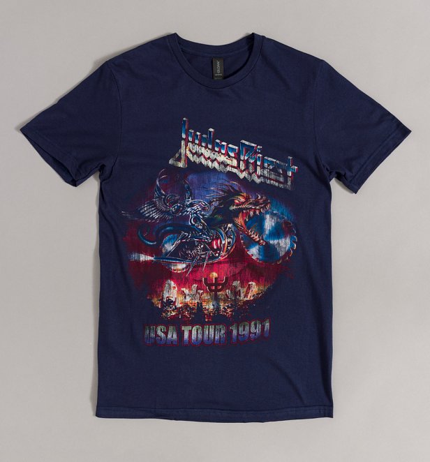 Judas Priest Painkiller US Tour 1991 Navy Blue T-Shirt Judas Priest Painkiller US Tour 1991 Navy Blue T-Shirt