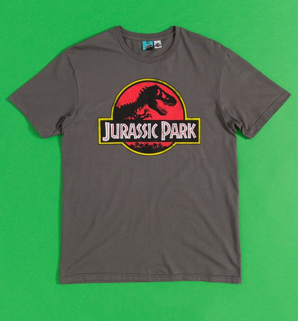 Jurassic Park Classic Logo Charcoal T-Shirt Jurassic Park Classic Logo Charcoal T-Shirt