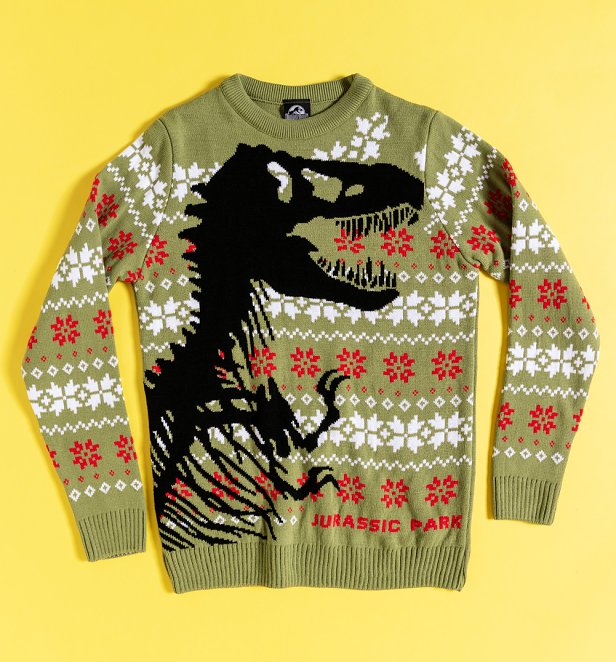 Jurassic Park Dinosaur Skeleton Knitted Christmas Jumper