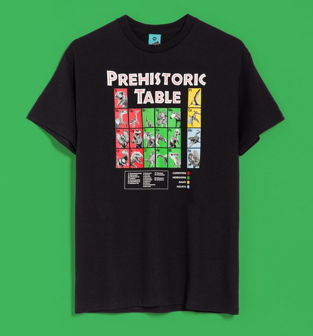 Jurassic Park Inspired Prehistoric Table Black T-Shirt