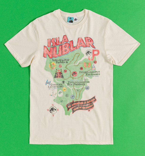 Jurassic Park Isla Nublar Map Natural T-Shirt Jurassic Park Isla Nublar Map Natural T-Shirt