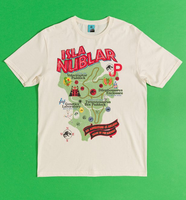 Jurassic Park Isla Nublar Map Natural T-Shirt Jurassic Park Isla Nublar Map Natural T-Shirt