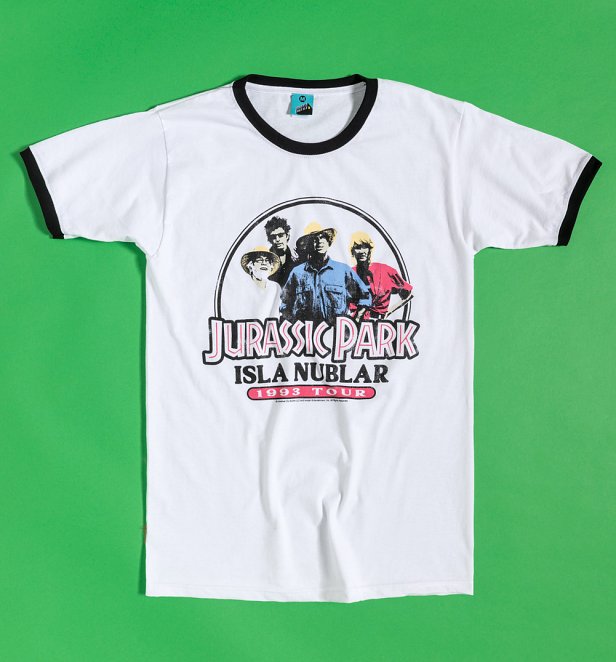 Jurassic Park Isla Nublar Tour White Ringer T-Shirt