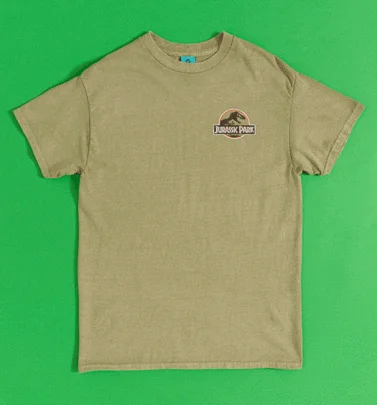 Jurassic Park Ranger Vintage Wash Khaki T-Shirt With Back Print