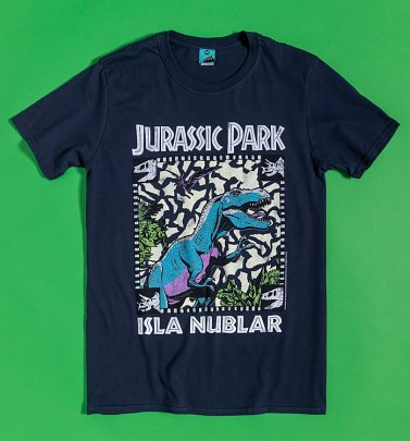 Jurassic Park Retro T-Rex Navy T-Shirt