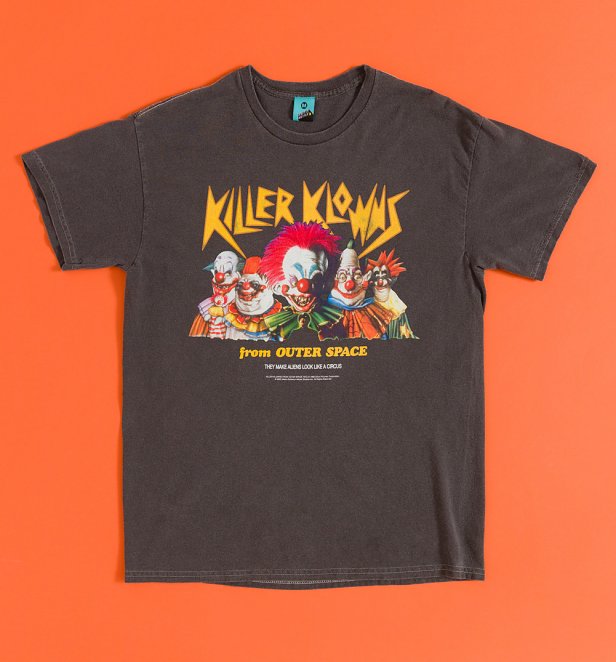 Killer Klowns From Outer Space Vintage Wash Charcoal T-Shirt With Back Print Killer Klowns From Outer Space Vintage Wash Charcoal T-Shirt With Back Print