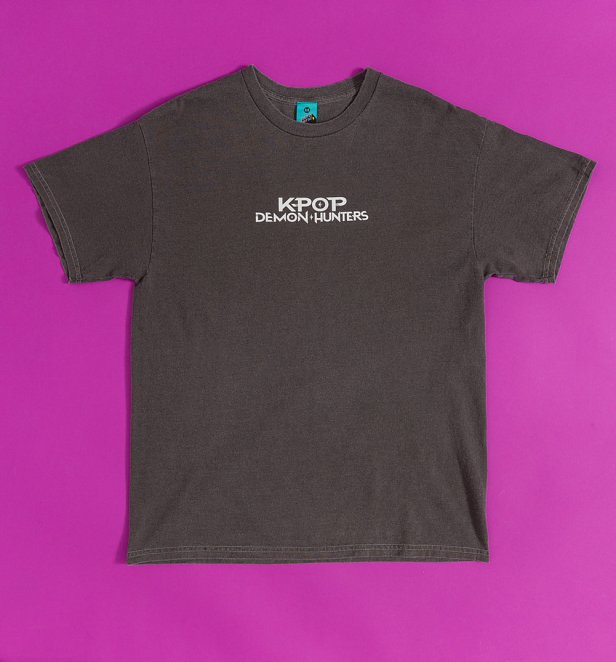 KPop Demon Hunters Huntr/x Vintage Wash Charcoal T-Shirt with Back Print