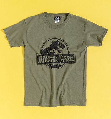 Khaki Green Jurassic Park Logo T-Shirt Khaki Green Jurassic Park Logo T-Shirt