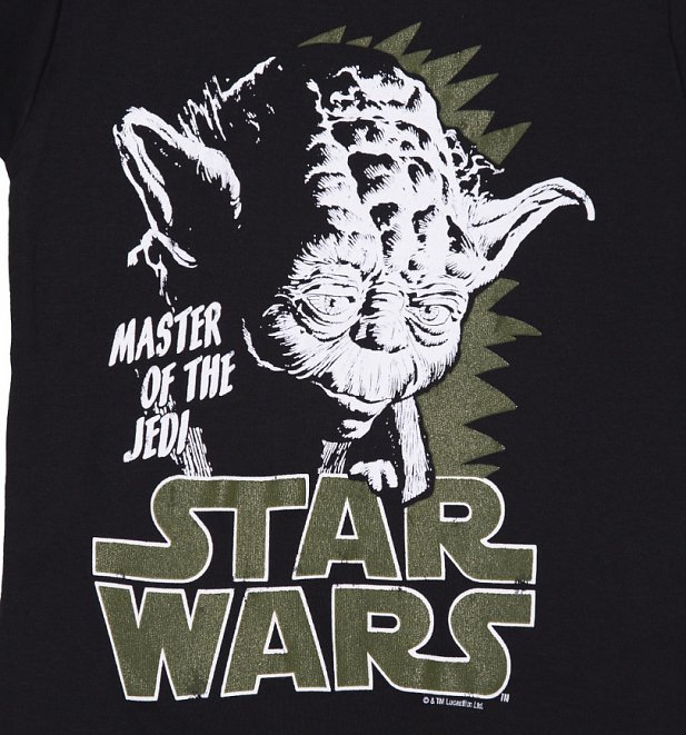 Kids Black Star Wars Yoda Master Of The Jedi T-Shirt Kids Black Star Wars Yoda Master Of The Jedi T-Shirt