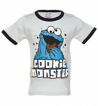 Kids Blue Sesame Street Cookie Monster Ringer T-Shirt Kids Blue Sesame Street Cookie Monster Ringer T-Shirt
