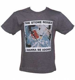 Kids Dark Grey Marl Stone Roses Wanna Be Adored T-Shirt from Amplified Kids Kids Dark Grey Marl Stone Roses Wanna Be Adored T-Shirt from Amplified Kids