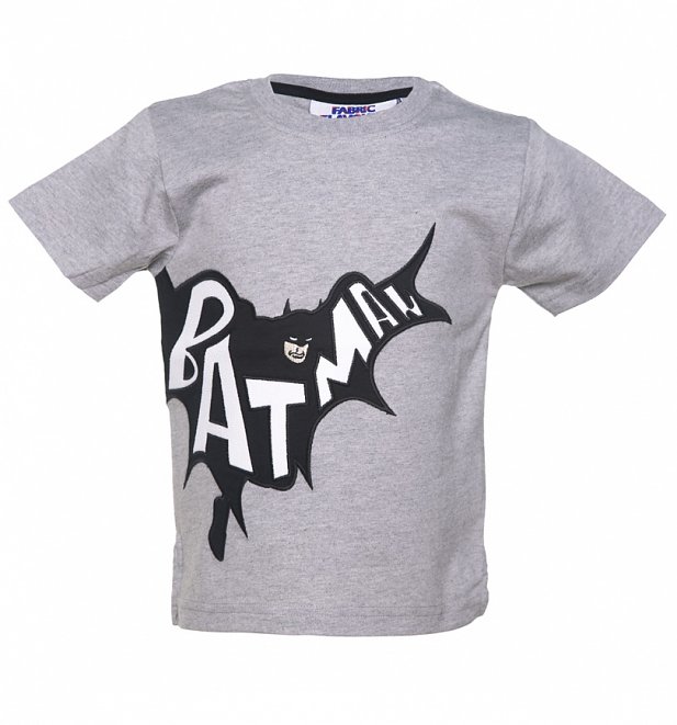 Kids Grey DC Comics Batman Applique T-Shirt from Fabric Flavours Kids Grey DC Comics Batman Applique T-Shirt from Fabric Flavours