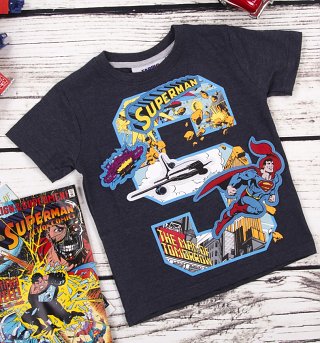 Kids Navy Marl DC Comics Superman S Applique T-Shirt from Fabric Flavours Kids Navy Marl DC Comics Superman S Applique T-Shirt from Fabric Flavours