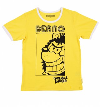 Kids Yellow Beano Gnasher Ringer T-Shirt Kids Yellow Beano Gnasher Ringer T-Shirt