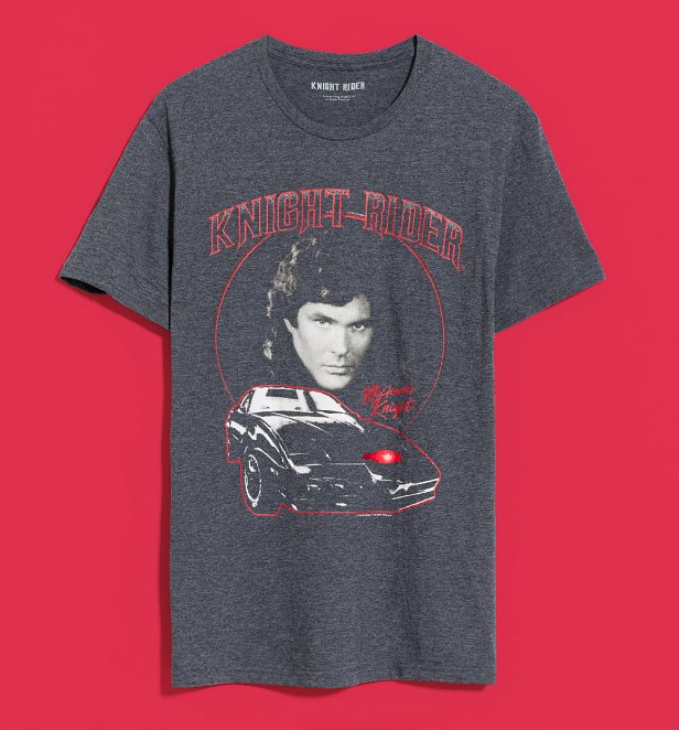 Knight Rider Michael And Kitt Charcoal Marl T-Shirt