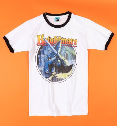 Knightmare Armoured Knight White And Black Ringer T-Shirt Knightmare Armoured Knight White And Black Ringer T-Shirt