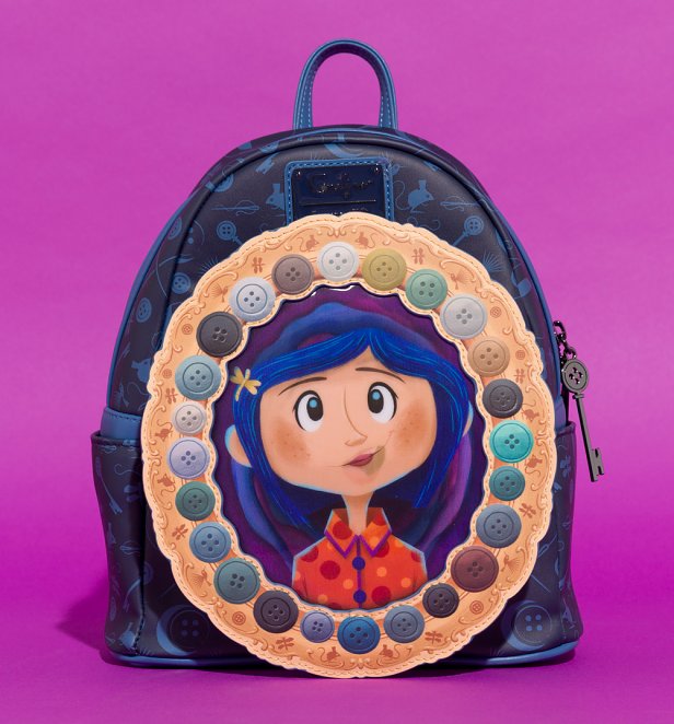 Loungefly Coraline Button Portrait Mini Backpack Loungefly Coraline Button Portrait Mini Backpack