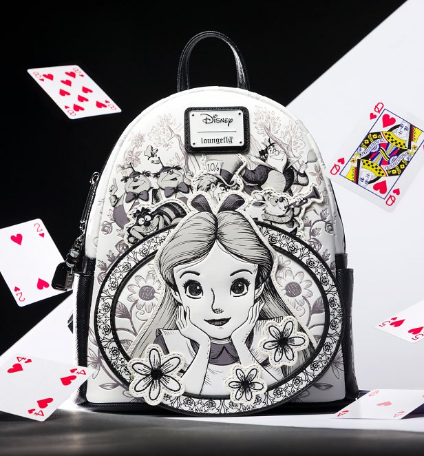Loungefly Disney Alice In Wonderland Sketch Black and White Mini Backpack