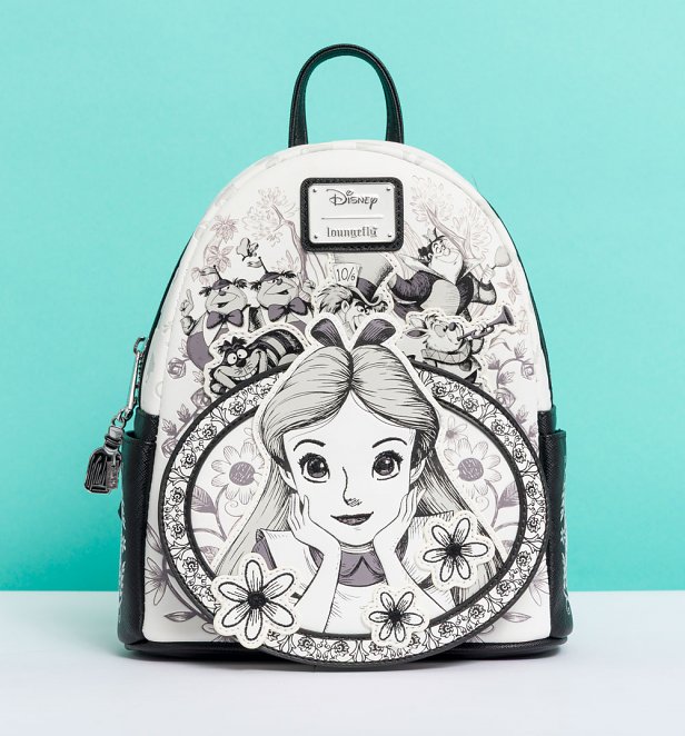 Loungefly Disney Alice In Wonderland Sketch Black and White Mini Backpack
