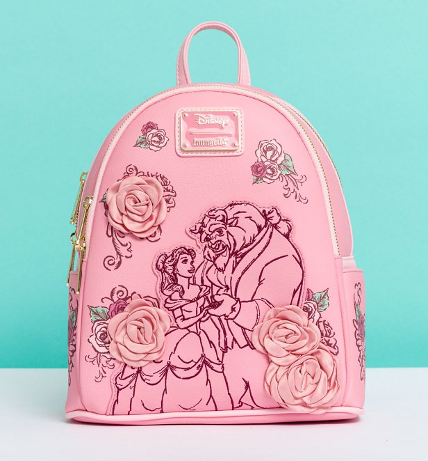 Loungefly Disney Beauty and the Beast Pink Roses Mini Backpack