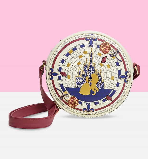 Loungefly Disney Beauty and the Beast Tile Round Crossbody Bag Loungefly Disney Beauty and the Beast Tile Round Crossbody Bag