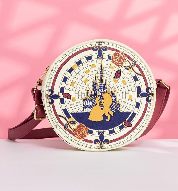 Loungefly Disney Beauty and the Beast Tile Round Crossbody Bag Loungefly Disney Beauty and the Beast Tile Round Crossbody Bag