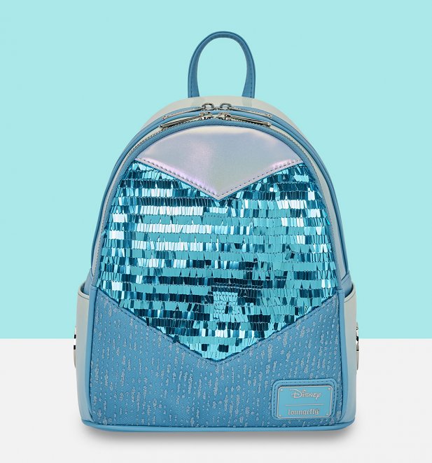 Loungefly Disney Frozen Elsa Glitter Sequin Cosplay Mini Backpack Loungefly Disney Frozen Elsa Glitter Sequin Cosplay Mini Backpack