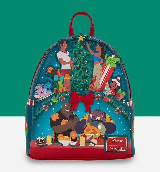 Loungefly Disney Lilo and Stitch Holiday Celebration Mini Backpack Loungefly Disney Lilo and Stitch Holiday Celebration Mini Backpack