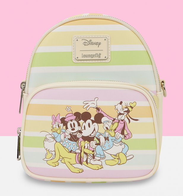 Loungefly Disney Mickey And Friends Rainbow Stripes Convertible Crossbody Bag