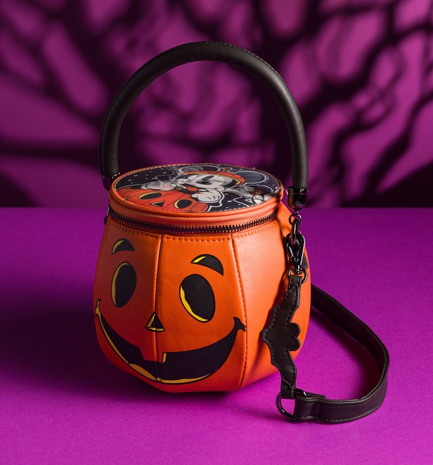Loungefly Disney Mickey and Minnie Halloween Lenticular Pumpkin Crossbody Bag