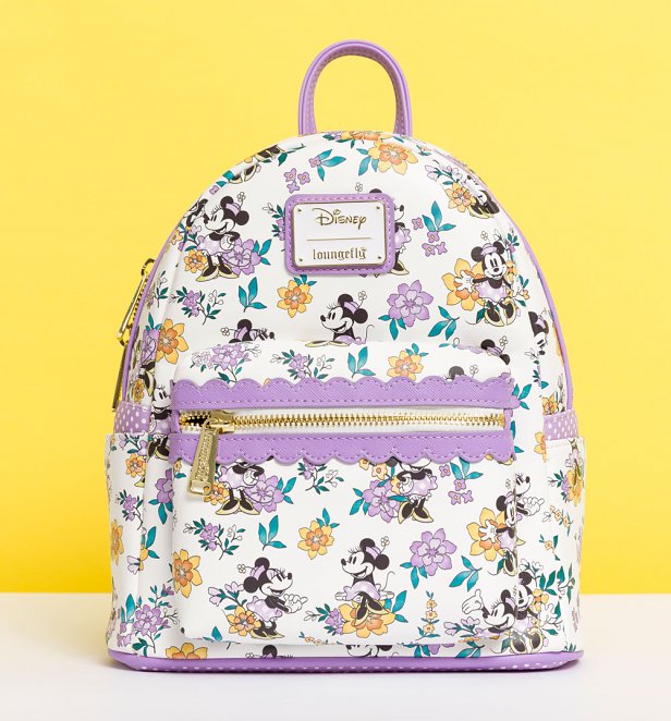 Loungefly Disney Minnie Mouse All Over Print Floral Mini Backpack Loungefly Disney Minnie Mouse All Over Print Floral Mini Backpack