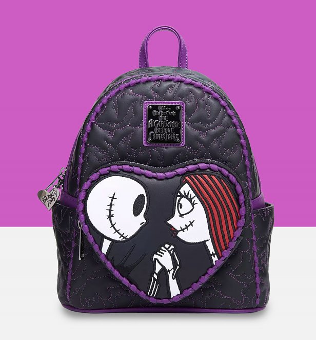 Loungefly Disney The Nightmare Before Christmas Jack and Sally Heart Whipstitch Mini Backpack Loungefly Disney The Nightmare Before Christmas Jack and Sally Heart Whipstitch Mini Backpack