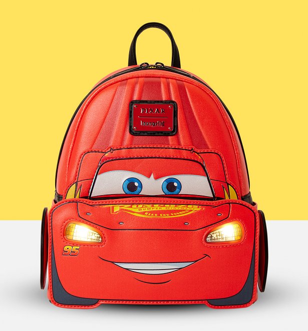 Loungefly Disney Pixar Cars 20th Anniversary Lightning McQueen Metallic Light-Up Mini Backpack Loungefly Disney Pixar Cars 20th Anniversary Lightning McQueen Metallic Light-Up Mini Backpack
